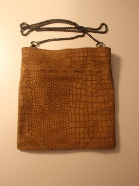 Free People Cognac Croc-Embossed Chain Strap Bag